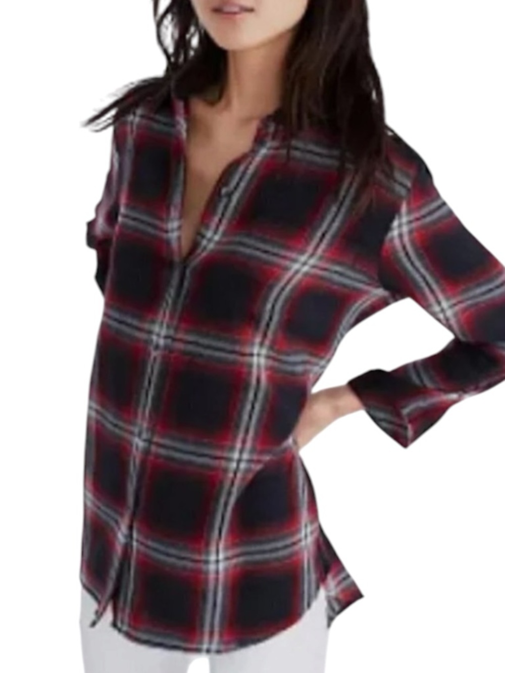 MADEWELL Ex Boyfriend Flannel Top Black  Size XXS — PERFECT FOR FALL!!!